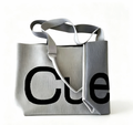 Gradient Grey Knitted Tote Bag, Big Letter Print Large Shoulder Handbag